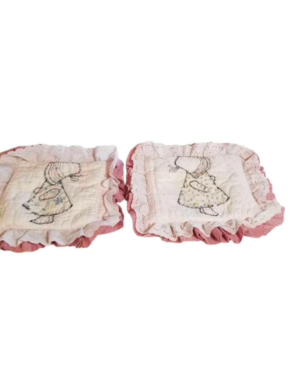 VTG Sunbonnet Sue Quilted Pillow Covers‎ w/ Pillows 13x16 Handmade Set
